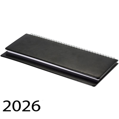 Планинг&nbsp;&nbsp;2026&nbsp;&nbsp;30х13см BrunoVisconti® 'Sidney Nebraska' 128стр на гребне искусственная кожа черный