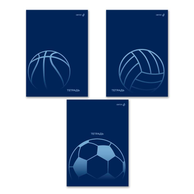 Тетрадь A4  48л клетка на скрепке Светоч картонная обложка выборочный лак 'Большой мяч' 3 дизайна