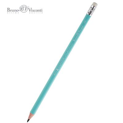Карандаш BrunoVisconti® 'GraphixZefir' HB трехгранный корпус 'Мятный' с ластиком