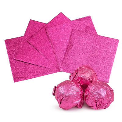 Обертка для конфет фольгированная 8х8см розовая 100шт