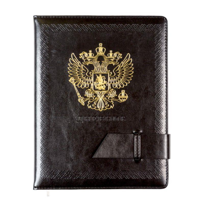 Дневник универсальный deVENTE тонированный блок твердая обложка искусственная кожа с хлястиком 'Герб' ляссе черный