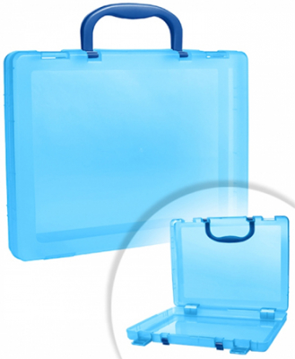 Портфель-кейс A4+  35х25х5см СТАММ пластиковый  тонированный голубой