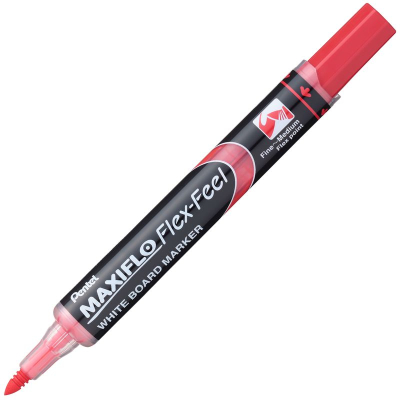 Маркер для доски Pentel 'Maxiflo' Flex-Feel с гибким наконечником  1.0-5.0мм с подкачкой чернил красный