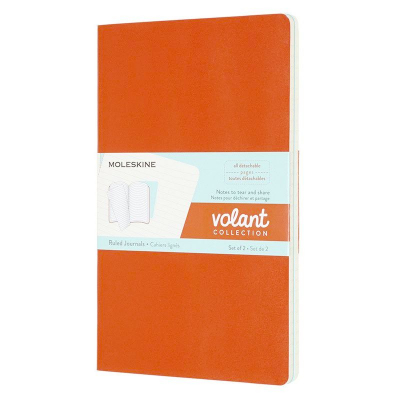 Записная книжка A5  48л линейка Moleskine® Volant Large мягкая обложка 2шт голубая/оранжевая