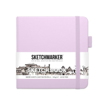Блокнот для набросков Sketchmarker 12х12см 140г  80л твердая обложка фиолетовый пастельный