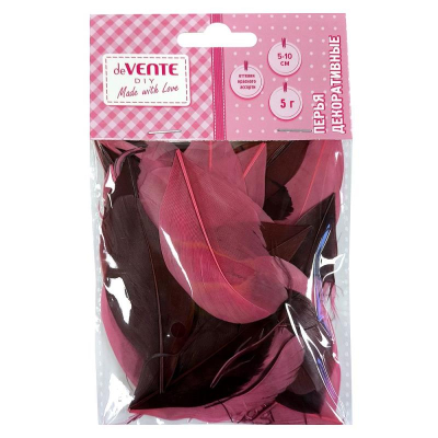 Перья декоративные deVENTE натуральные гусиные h10-15см   5г 'Оттенки красного'