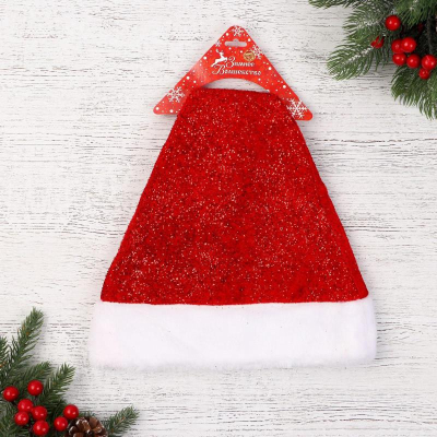 Новогодний колпак 'Мерцание' 28х40см красный