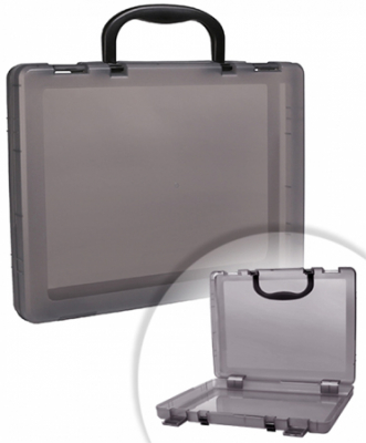 Портфель-кейс A4+  35х25х5см СТАММ пластиковый  тонированный серый