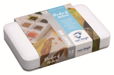 Краски акварельные Royal Talens Van Gogh Shades of Nature 12цв х 1.3мл в кюветах + кисть в пластиковом пенале