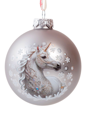 Шар  90мм серебристый символ года стекло