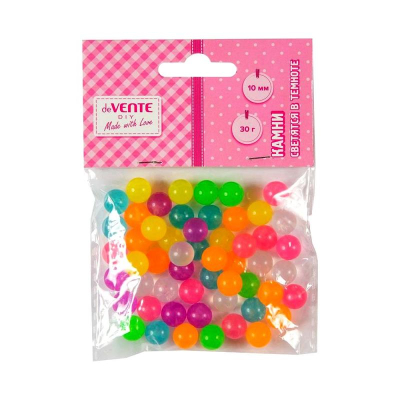 Камни светящиеся в темноте пластиковые deVENTE 'Звездные шарики' 10мм&nbsp;&nbsp;30г ассорти цветов