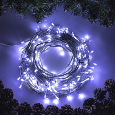 Электрогирлянда 20.0м Нить 200 белых LED ламп белый провод 8 режимов мигания