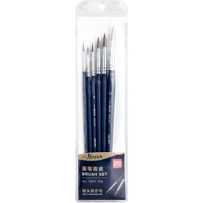 Кисти художественные набор Deli 'Arte Nuevo'&nbsp;&nbsp;6шт синтетика круглая №2, 4, 6, 8, 10, 12 