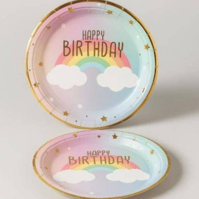 Тарелка бумажная ILIkeGift d-18см 'С днем радуги' 8шт