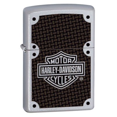 Зажигалка бензиновая Zippo Classic 'Harley-Davidson® Carbon Fiber' с покрытием Satin Chrome® серебристая