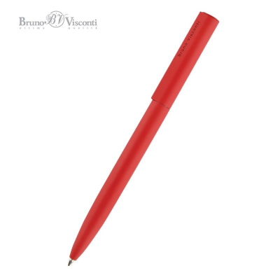 Ручка шариковая BrunoVisconti® 'Torino' 1.0мм металлический Soft touch красный корпус в металлическом черном футляре синие чернила
