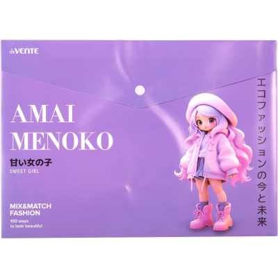 Папка-конверт на кнопке A4 deVENTE пластиковая 180мкм непрозрачная с фотопечатью 'Amai Menoko'