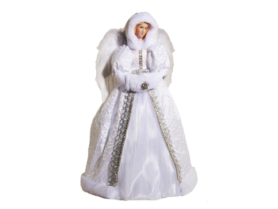 Ангел 40см бело-серебряный керамика текстиль