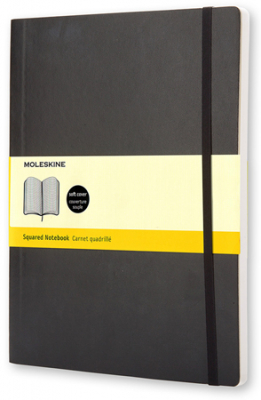 Записная книжка A4-  96л клетка Moleskine® Classic Soft XLarge мягкая обложка на резиновой застежке черная