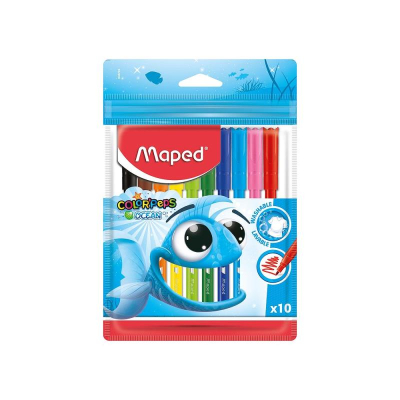 Фломастеры  10цв Maped Color'peps 'Ocean' смываемые в пластиковой упаковке