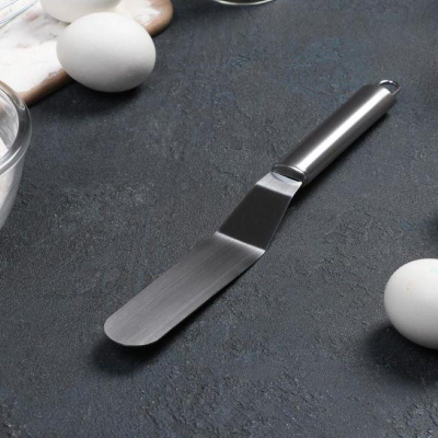 Лопатка-палетка изогнутая металлическая Доляна 27х3см металлическая ручка