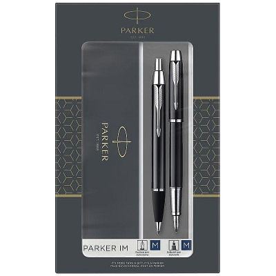 Набор ручка перьевая +шариковая Parker IM Metal Black CT
