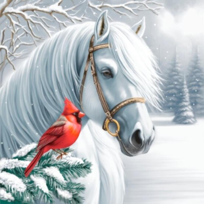 Салфетки новогодние Bouquet Home Collection Classic 'Волшебная лошадь' 33х33см 20шт 3-слойные