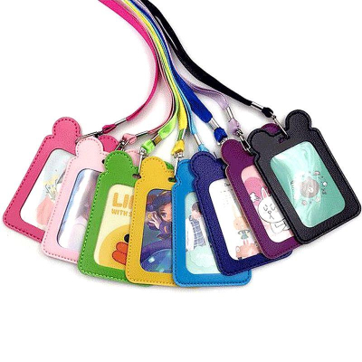 Держатель для бэйджа вертикальный&nbsp;&nbsp;70х110мм deVENTE 'Color Ears' на шнуре фигурный экокожа 8цв ассорти