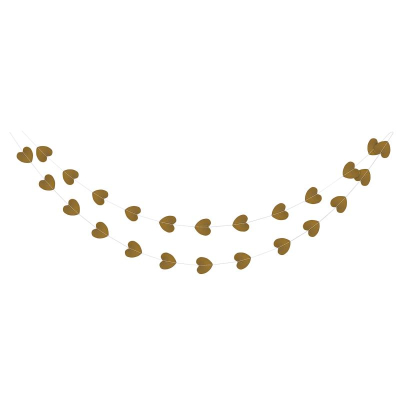 Гирлянда фигурная BOOMZEE 'Сердечки' золотая бумажная 300см