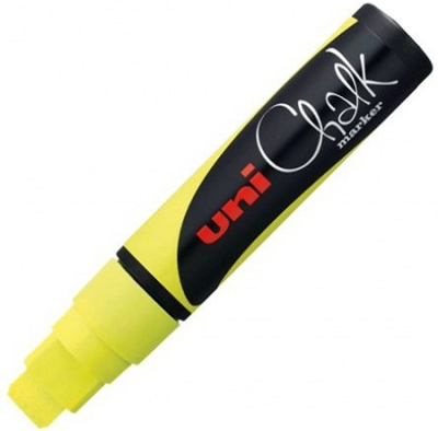 Маркер-жидкий мел Uni Chalk Marker 15.0мм  флуоресцентный желтый