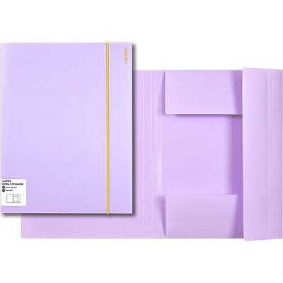 Папка с резиновой застежкой пластиковая A4 до 300л с 3 клапанами deVENTE 'Pastel' сиреневая
