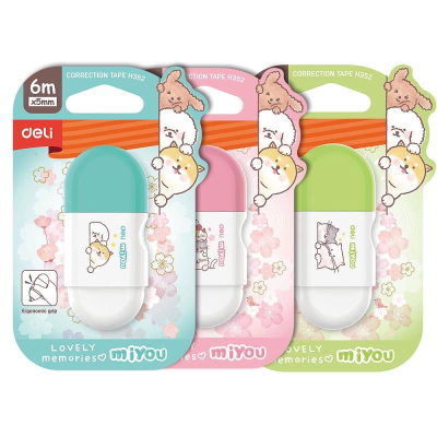 Корректор ленточный 5.0мм х 6.0м Deli 'MiYou' 3 дизайна ассорти в блистере