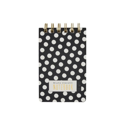 Блокнот A6 100л линейка на гребне BrunoVisconti® 'Cute Journal' картонная обложка Soft Touch 'Black&White' Горошек