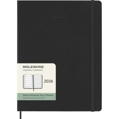 Еженедельник 2026 A4- Moleskine® Classic XLarge 144стр твердая обложка на резиновой застежке черный