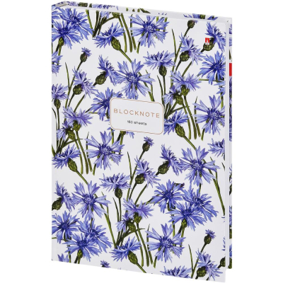 Тетрадь A4 160л клетка на сшивке Альт® твердая глянцевая обложка 'Flora' Васильки