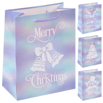 Пакет подарочный новогодний 18х23х10см 'Рождество' 4 дизайна