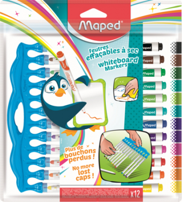 Маркеры для доски Maped Color'peps Innovation круглые 1.5мм 12цв с нетеряющимися колпачками в блистере