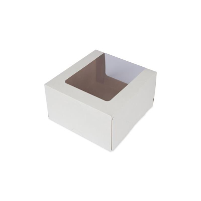 Коробка для торта Бенто 18х18х10см с окном белая