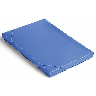 Папка-короб с 2-я резиновыми застежками пластиковая A4 до 250л Бюрократ синяя