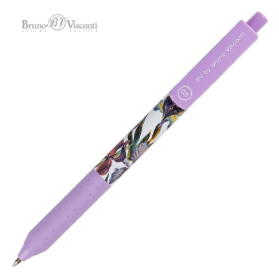 Ручка шариковая автоматическая BrunoVisconti® 0.5мм 'ArtClick' синяя 'Flora' Ирисы в футляре Dreambox