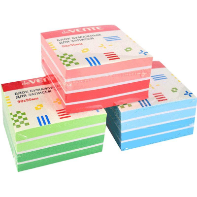 Куб для записей&nbsp;&nbsp;цветной 9.0х9.0х5.0см deVENTE 'Неон'&nbsp;&nbsp;80г/м²&nbsp;&nbsp;3цв ассорти 