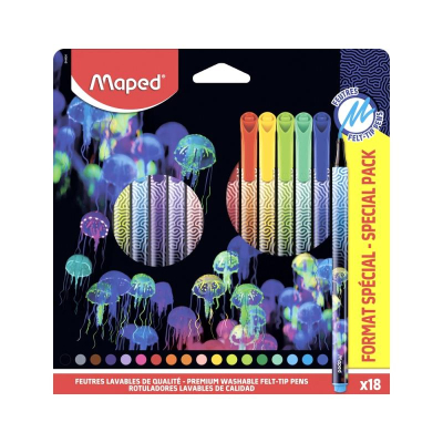 Фломастеры&nbsp;&nbsp;18цв Maped 'Deepsea Paradise' в картонной коробке