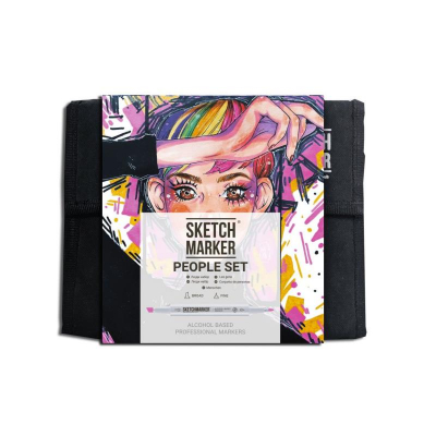 Маркеры художественные спиртовые Sketchmarker 'People' 36цв двусторонние + сумка органайзер