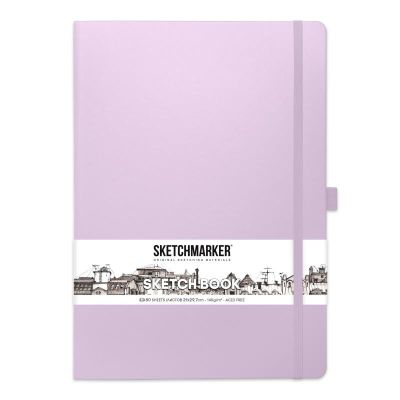 Блокнот для набросков Sketchmarker 21х30см 140г  80л твердая обложка фиолетовый пастельный