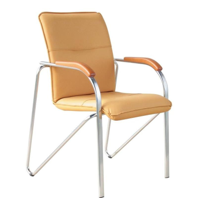 Конференц-кресло Samba хром/дерево бук/искусственная кожа бежевое