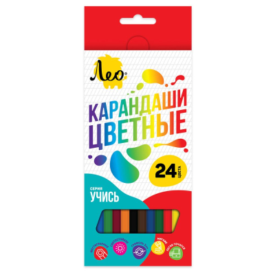 Карандаши&nbsp;&nbsp;24цв Лео 'Учись' в картонной коробке