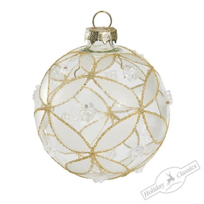 Шар  80мм прозрачный 'Ледяной клевер' стекло