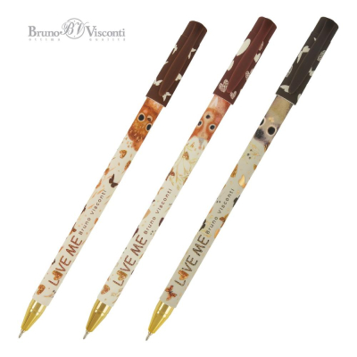 Ручка шариковая BrunoVisconti® 0.5мм 'HappyWrite' 'Love me' 3 дизайна Friends синяя