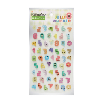 Наклейки декоративные бумажные объемные Hobby Time 'Цифры и английский алфавит'   4 вида ассорти