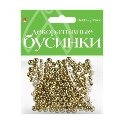 Бусины декоративные акриловые Hobby Time круглые d- 6мм 100шт золотые